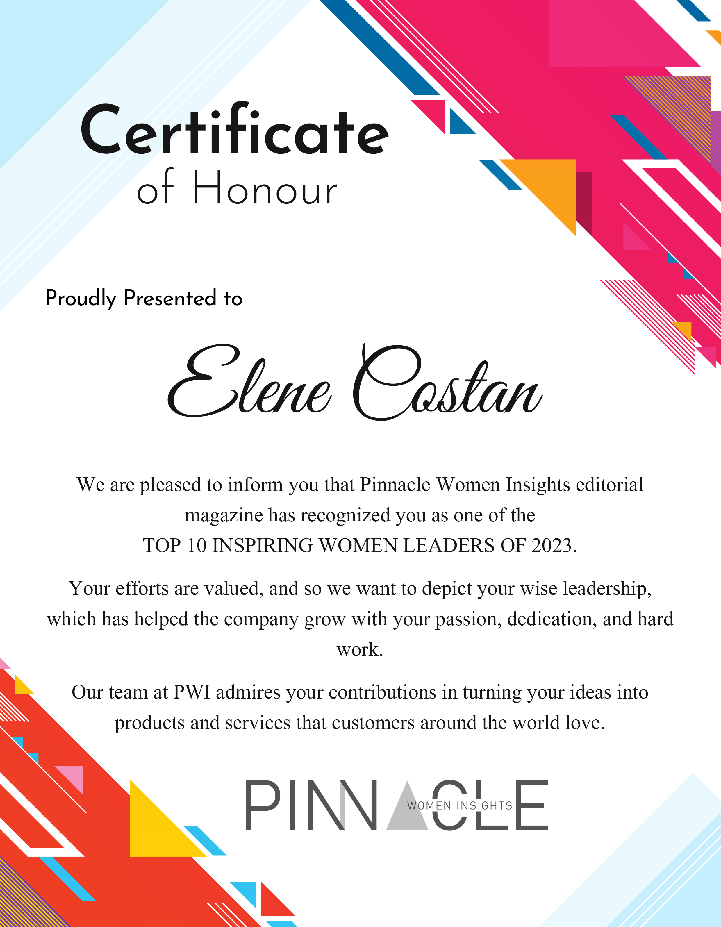 Elene Costan, CHRO of Berjé Inc, Top 10 Inspiring Women Leaders of 2023